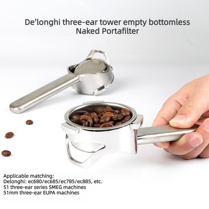 Coffee Equipment For Sale - Delonghi 51mm Bottomless Portafilter 3-Ear Hollow